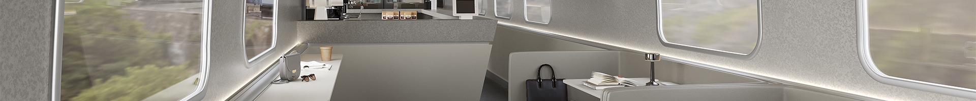 Stone-evoking surfaces make train travelling comfortable