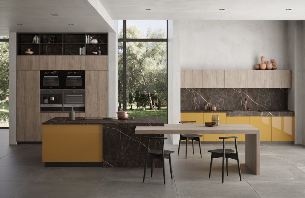 Kitchen surfaces: 3482 Samas, 4630 Inari, 0778 Maggese Bloom core