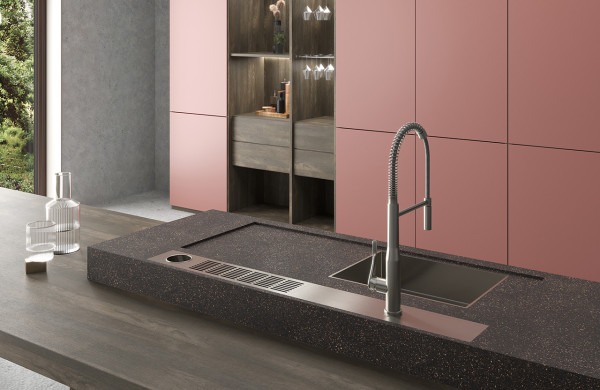 Kitchen surfaces: 4632 Alpen, 3492 Evan, 0779 Rosa Shade Bloom core