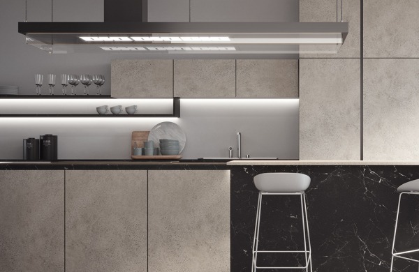 Kitchen surfaces: 3433 Marquina, 3467 Aurina